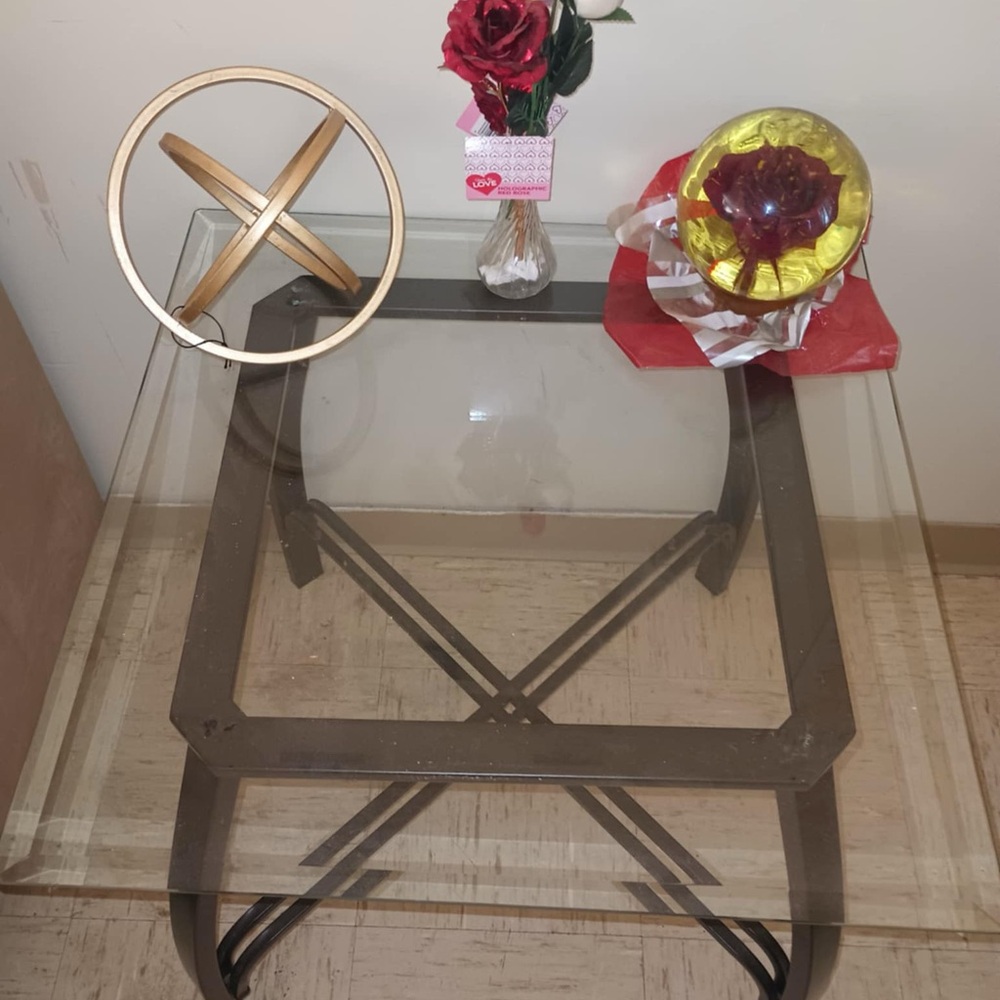 2 glass tables